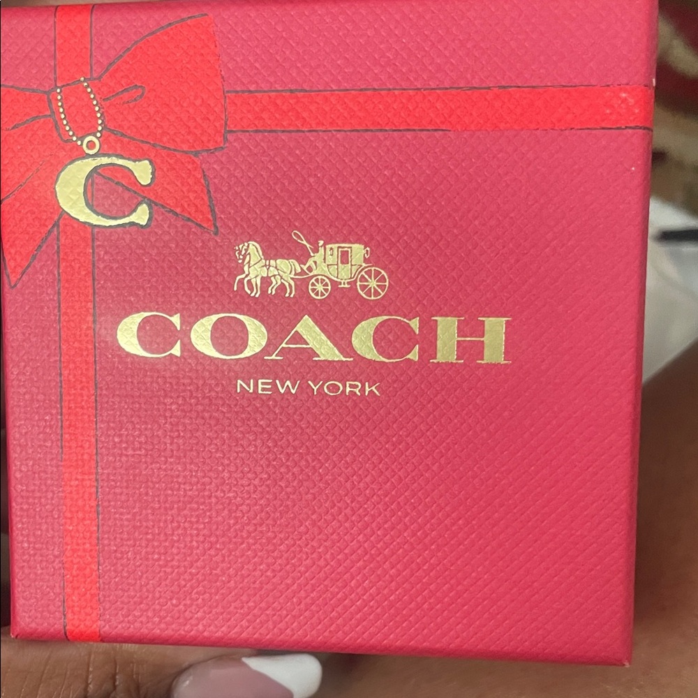 Coach red hear studs  with red stone stud earring .